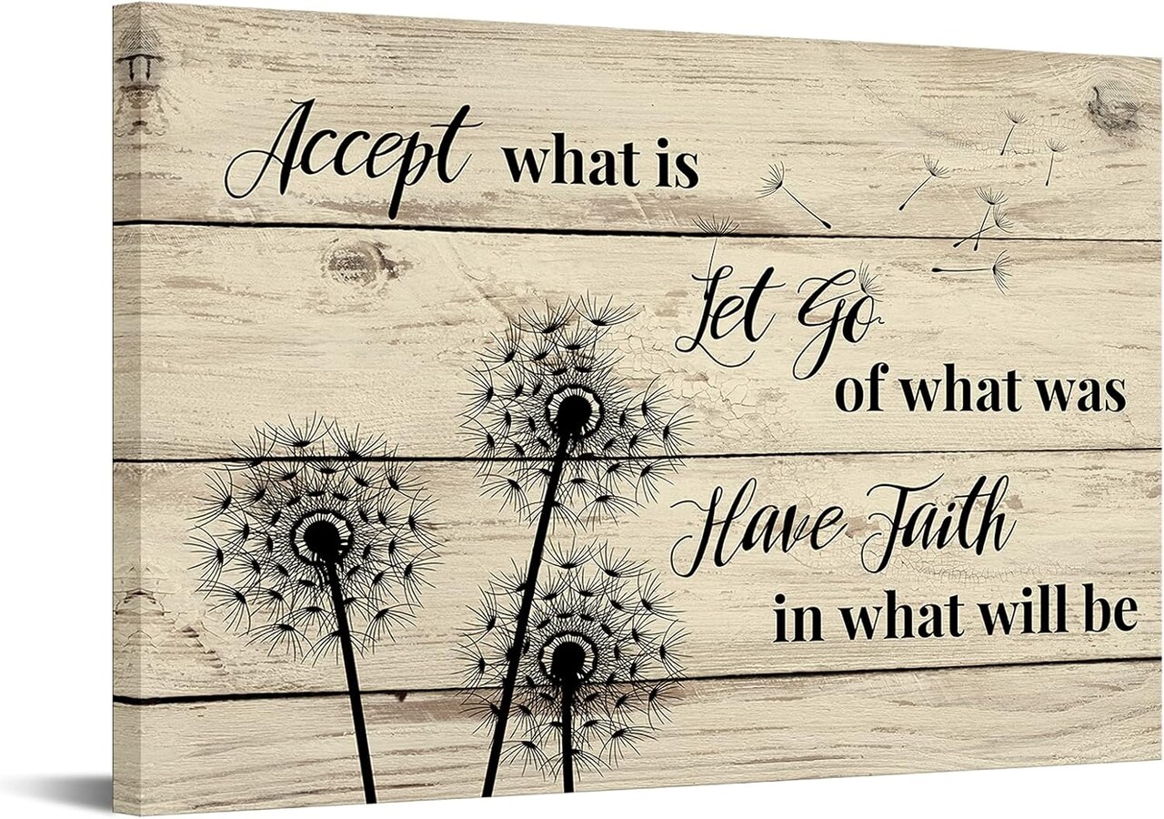 Dandelion Accept What is Let Go of What was Quotes Poster Canvas Prints Wall Art Prints Vintage Home Decor Xmas Gifts 24x36